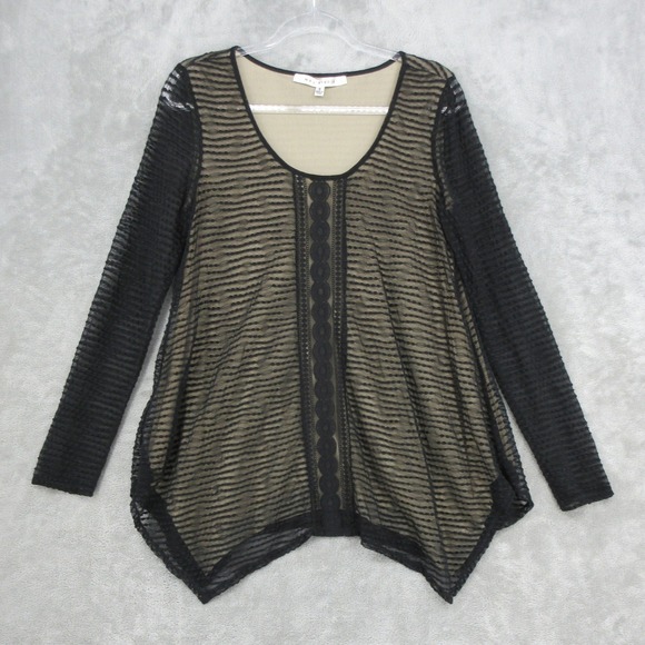 Max Studio Tops - Max Studio Top Womens Size S‎ Black Lace Mesh Asymmetric Whimsigoth Tunic Witchy